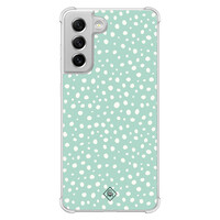 Casimoda Samsung Galaxy S21 FE shockproof hoesje - Mint dots