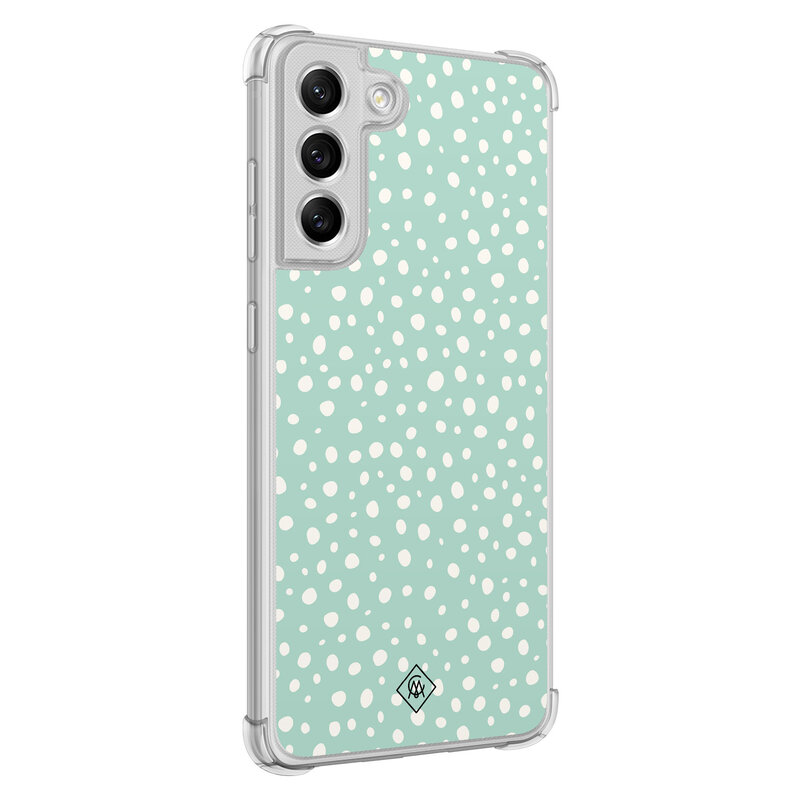 Casimoda Samsung Galaxy S21 FE shockproof hoesje - Mint dots