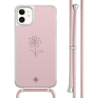 Casimoda iPhone 11 hoesje met rosegoud koord - Madeliefje