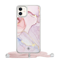 Casimoda iPhone 11 hoesje met rosegoud koord - Purple sky