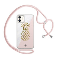 Casimoda iPhone 11 hoesje met rosegoud koord - Ananas