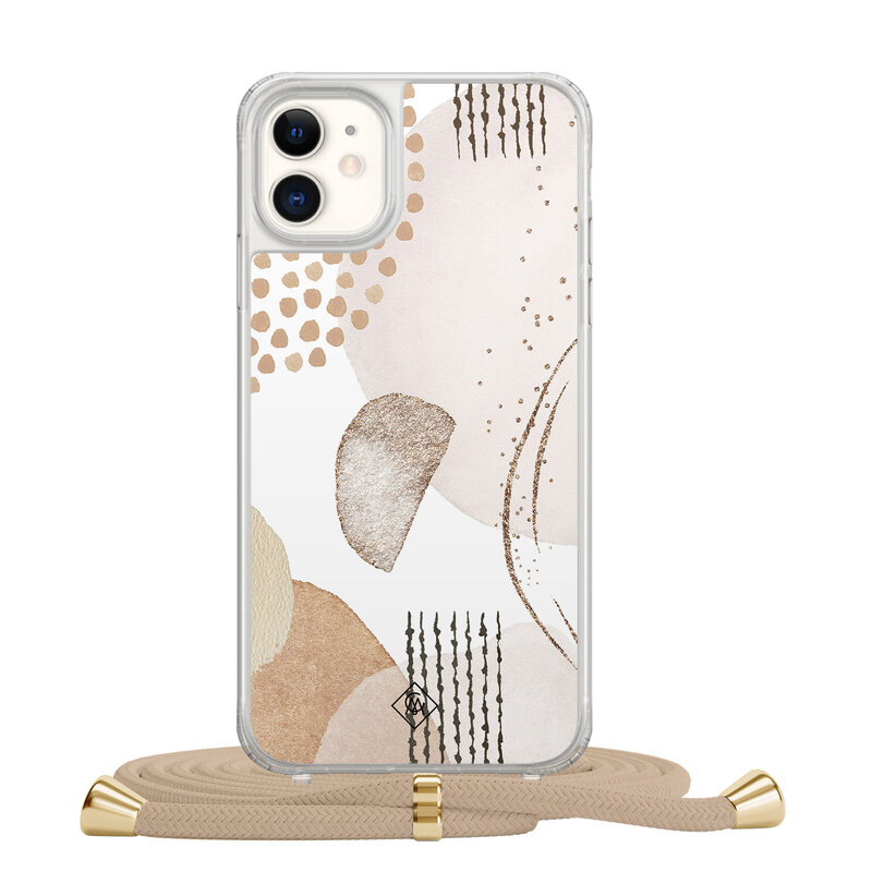 Casimoda iPhone 11 hoesje met beige koord - Abstract shapes