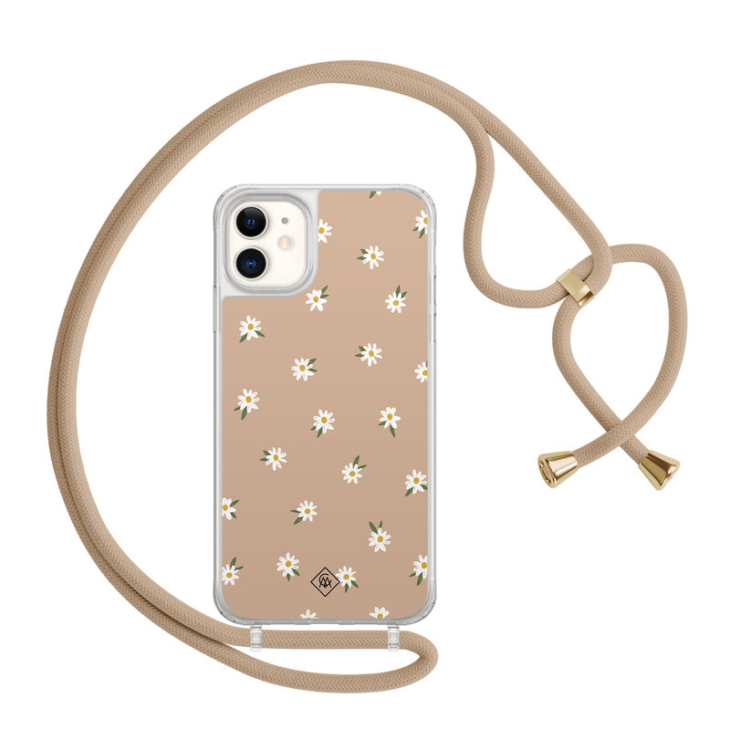 Casimoda iPhone 11 hoesje met beige koord - Sweet daisies