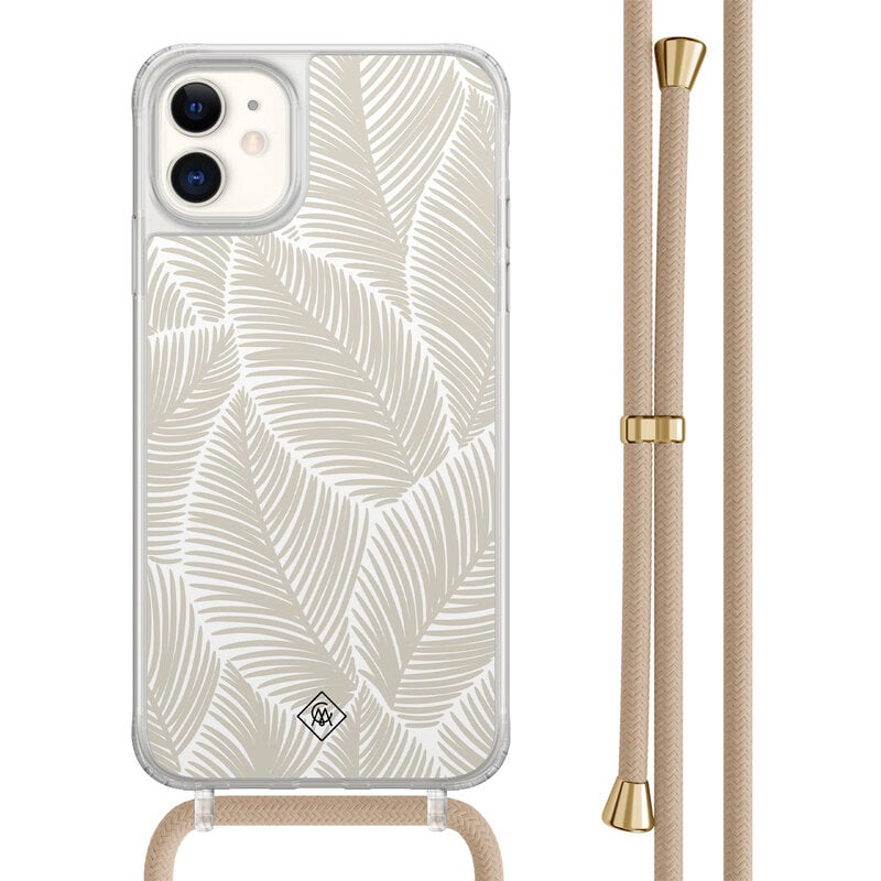 Casimoda iPhone 11 hoesje met beige koord - Palm leaves beige