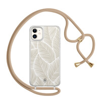 Casimoda iPhone 11 hoesje met beige koord - Palm leaves beige