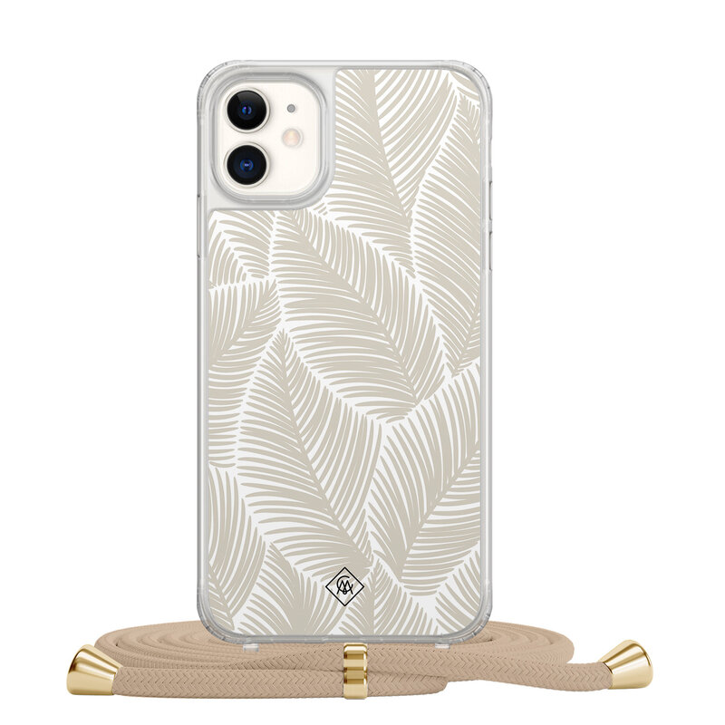 Casimoda iPhone 11 hoesje met beige koord - Palm leaves beige