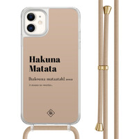 Casimoda iPhone 11 hoesje met beige koord - Hakuna matata