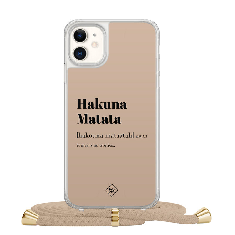 Casimoda iPhone 11 hoesje met beige koord - Hakuna matata