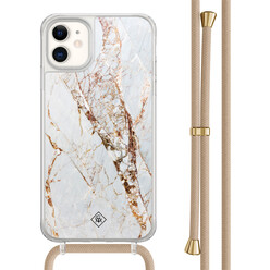 Casimoda iPhone 11 hoesje met beige koord - Marmer goud