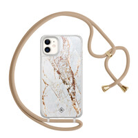 Casimoda iPhone 11 hoesje met beige koord - Marmer goud