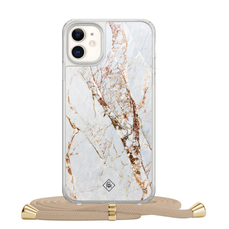 Casimoda iPhone 11 hoesje met beige koord - Marmer goud