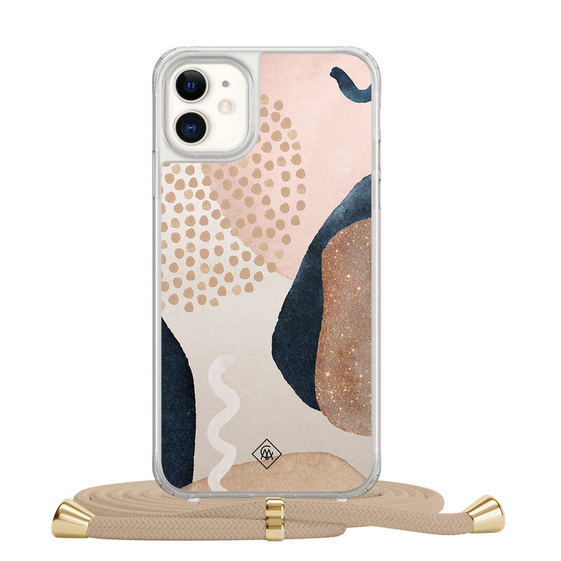 Casimoda iPhone 11 hoesje met beige koord - Abstract dots