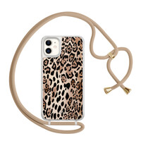 Casimoda iPhone 11 hoesje met beige koord - Golden wildcat