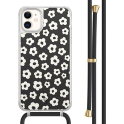 Casimoda iPhone 11 hoesje met zwart koord - Retro bloempjes