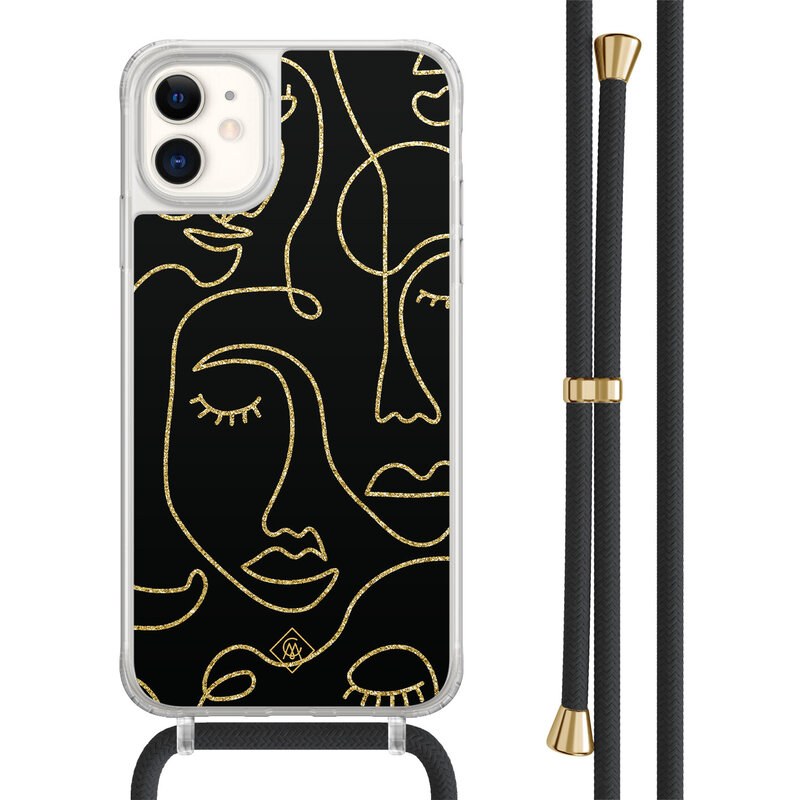 Casimoda iPhone 11 hoesje met zwart koord - Abstract faces