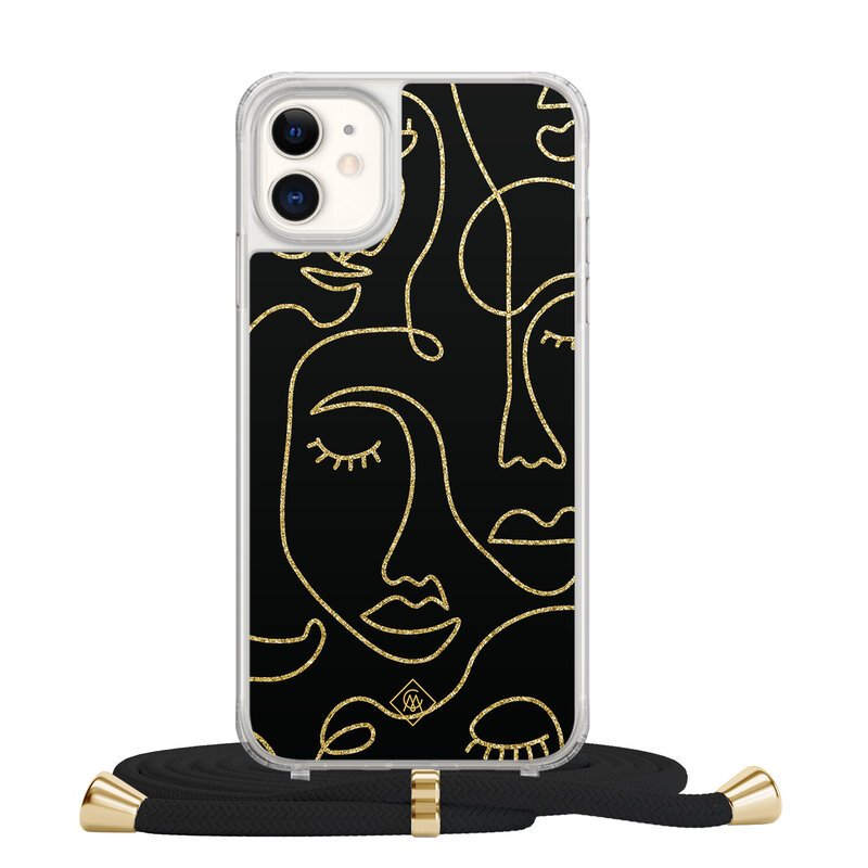 Casimoda iPhone 11 hoesje met zwart koord - Abstract faces