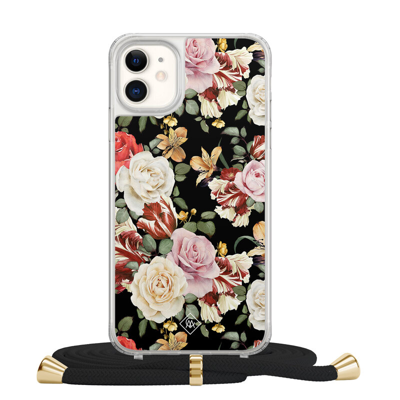 Casimoda iPhone 11 hoesje met zwart koord - Flowerpower
