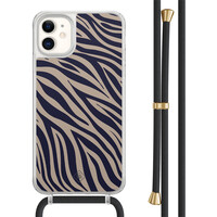 Casimoda iPhone 11 hoesje met zwart koord - Chevron navy