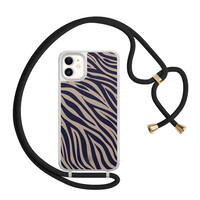 Casimoda iPhone 11 hoesje met zwart koord - Chevron navy