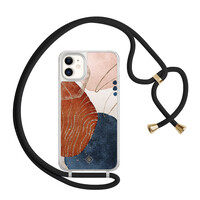 Casimoda iPhone 11 hoesje met zwart koord - Abstract terracotta