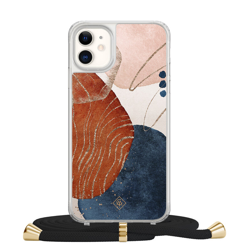 Casimoda iPhone 11 hoesje met zwart koord - Abstract terracotta