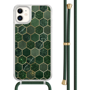 Casimoda iPhone 11 hoesje met groen koord - Kubus groen