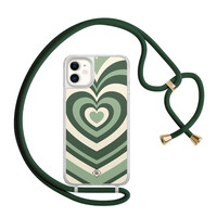 Casimoda iPhone 11 hoesje met groen koord - Hart swirl groen