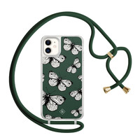 Casimoda iPhone 11 hoesje met groen koord - Vlinders