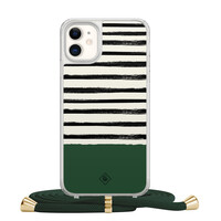 Casimoda iPhone 11 hoesje met groen koord - Green stripes