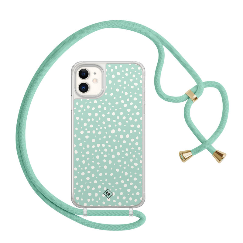 Casimoda iPhone 11 hoesje met mint koord - Mint dots