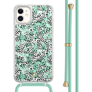 Casimoda iPhone 11 hoesje met mint koord - Luipaard mint