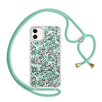 Casimoda iPhone 11 hoesje met mint koord - Luipaard mint