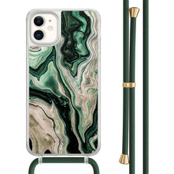 Casimoda iPhone 11 hoesje met groen koord - Green waves