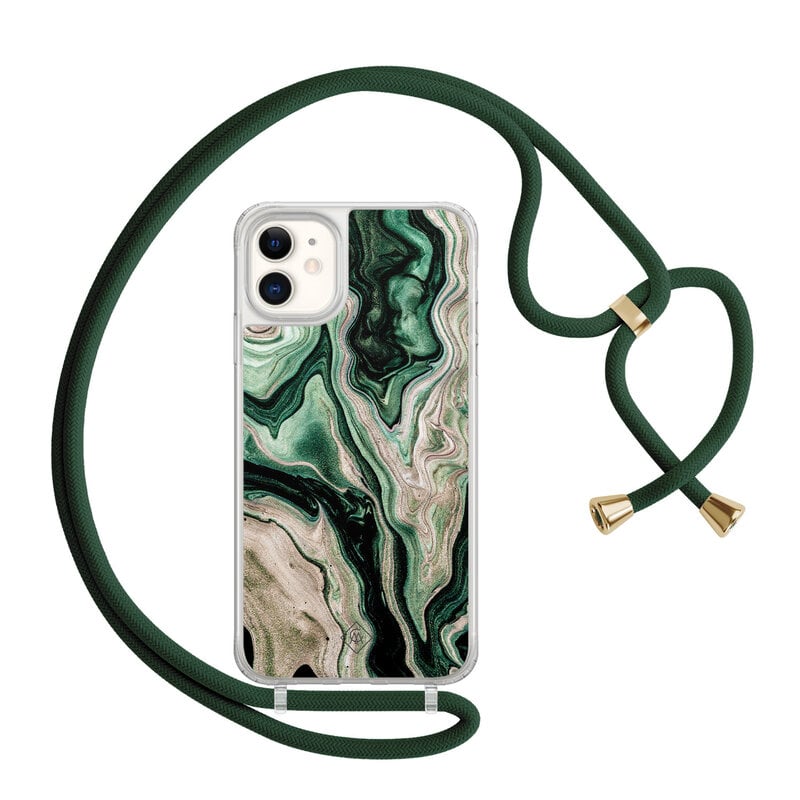 Casimoda iPhone 11 hoesje met groen koord - Green waves