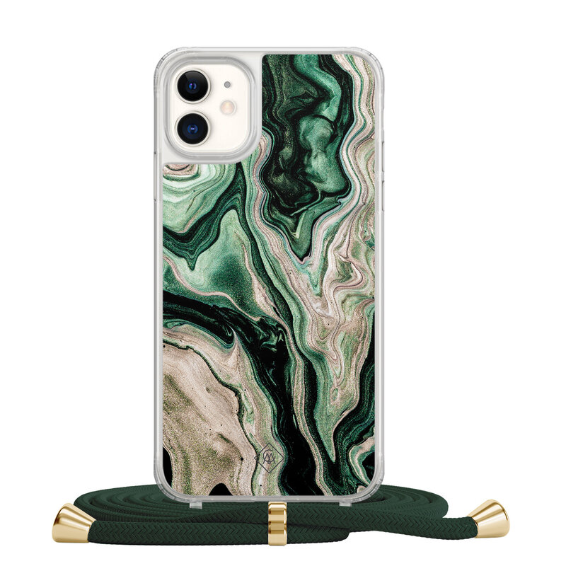 Casimoda iPhone 11 hoesje met groen koord - Green waves