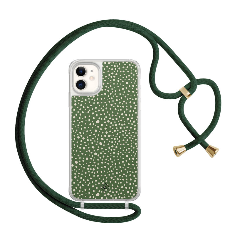 Casimoda iPhone 11 hoesje met groen koord - Green dots