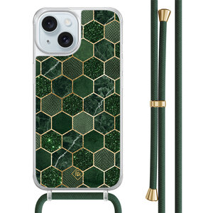 Casimoda iPhone 15 hoesje met groen koord - Kubus groen