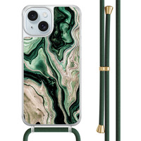 Casimoda iPhone 15 hoesje met groen koord - Green waves