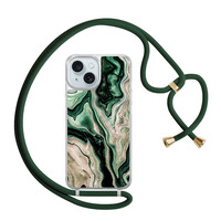 Casimoda iPhone 15 hoesje met groen koord - Green waves