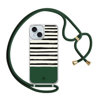 Casimoda iPhone 15 hoesje met groen koord - Green stripes