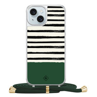 Casimoda iPhone 15 hoesje met groen koord - Green stripes
