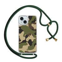 Casimoda iPhone 15 hoesje met groen koord - Camouflage