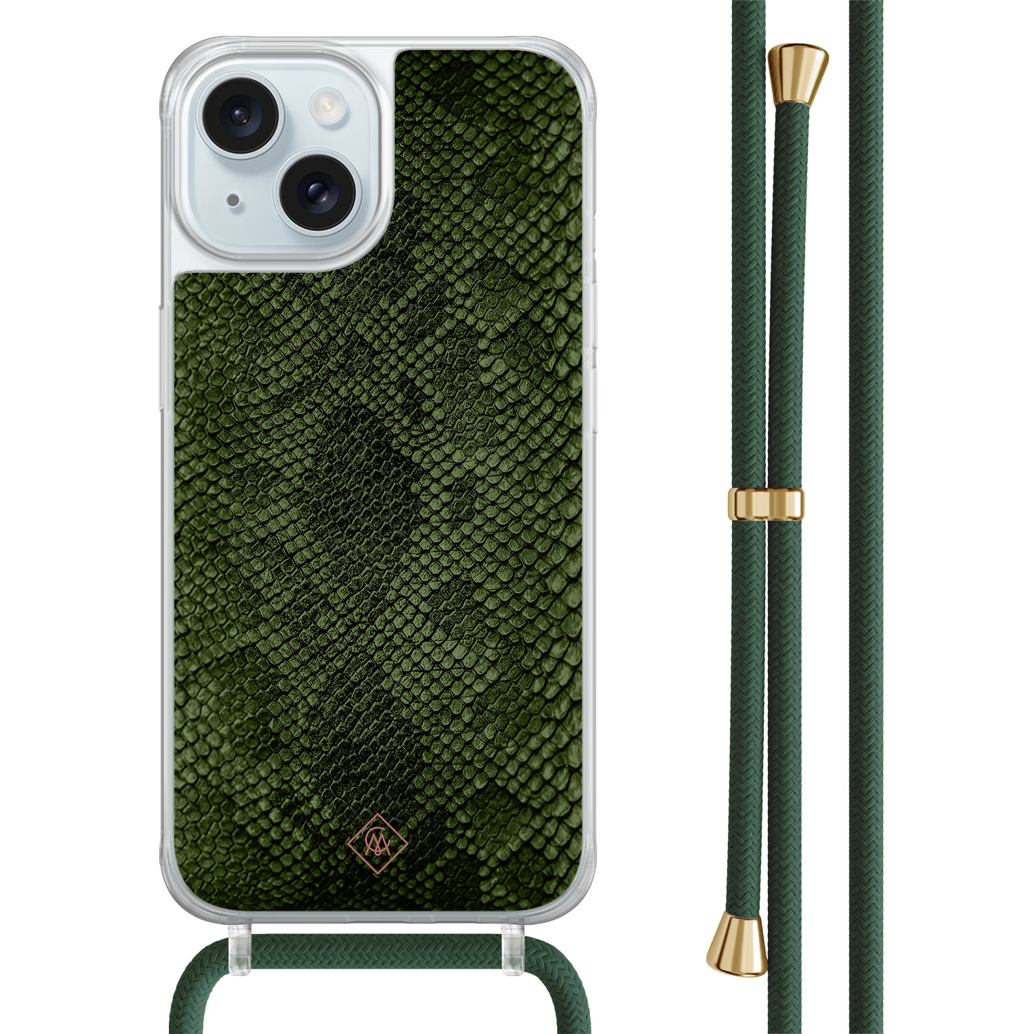 iPhone 15 hoesje met groen koord - Snake mix