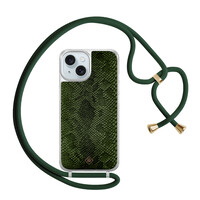 Casimoda iPhone 15 hoesje met groen koord - Snake mix