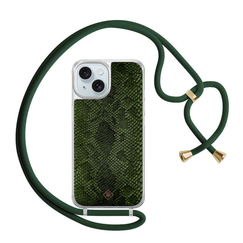 Casimoda iPhone 15 hoesje met groen koord - Snake mix