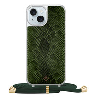 Casimoda iPhone 15 hoesje met groen koord - Snake mix