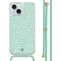 Casimoda iPhone 15 hoesje met mint koord - Mint dots