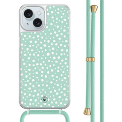 Casimoda iPhone 15 hoesje met mint koord - Mint dots