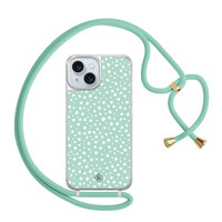 Casimoda iPhone 15 hoesje met mint koord - Mint dots