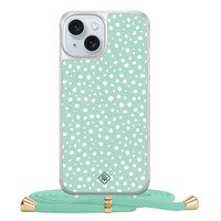 Casimoda iPhone 15 hoesje met mint koord - Mint dots